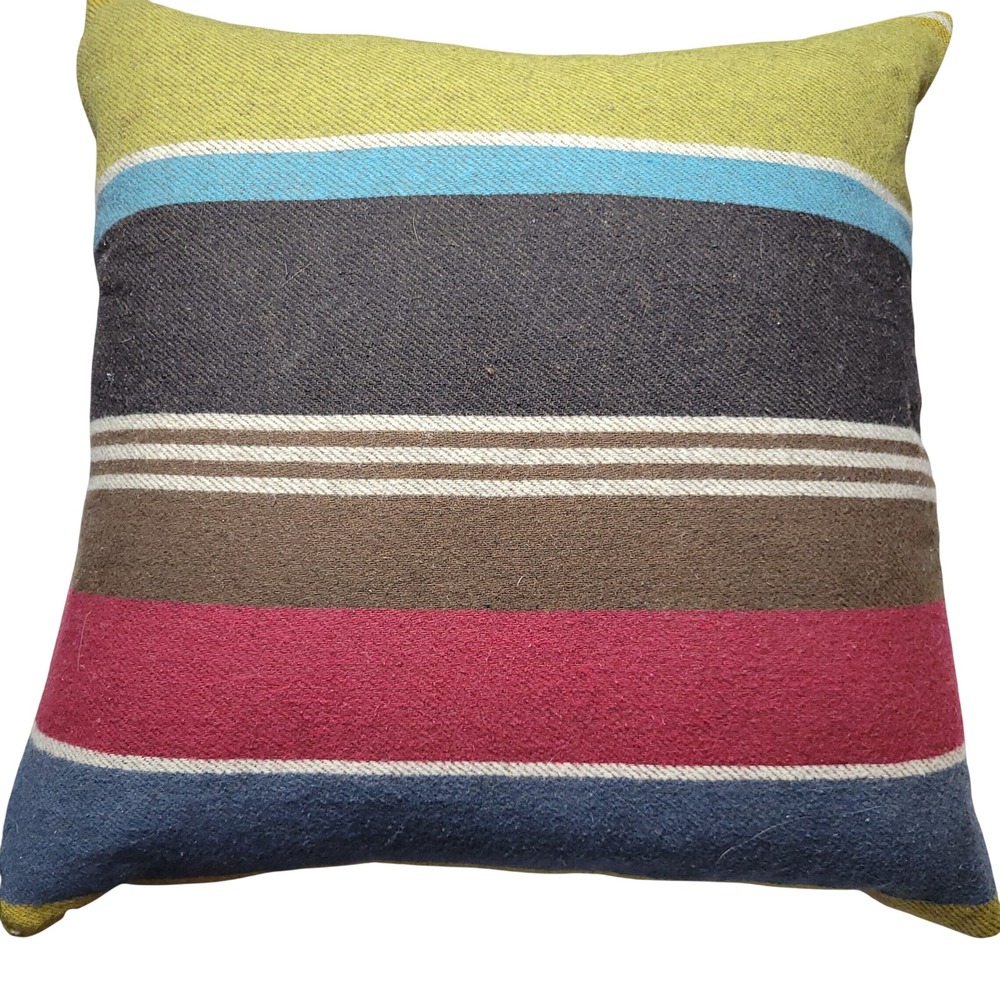Crate & Barrel Woolen Stripe Pillow 20x20 Multi Color Striped Down Alternative